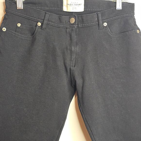 Zara Basic TShirt Black Straight Leg Jeans Soft Women's Size 28 Made In Portugal - Picture 3 of 6